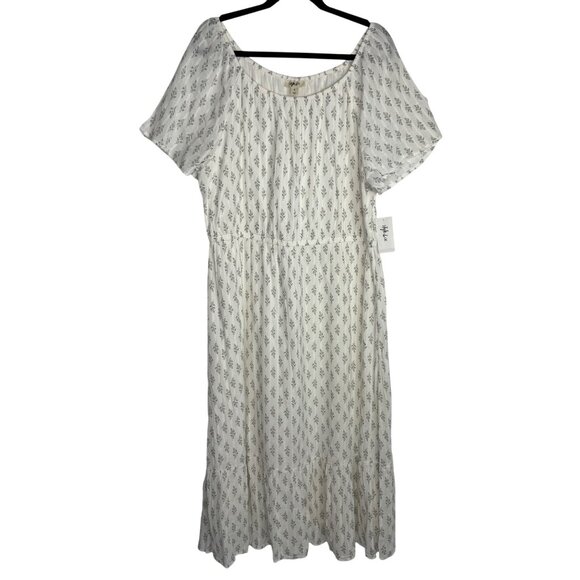 Style & Co. Dresses & Skirts - Style & Co White Floral CottonBlend Midi Dress‎ XL Cottagecore Girly Summer